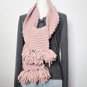 Blush Pink Knit Scarf W/ Tassels